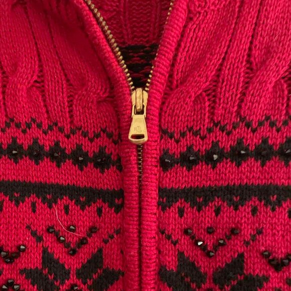 Ralph Lauren Red Sweater with black beading - Picture 3 of 5